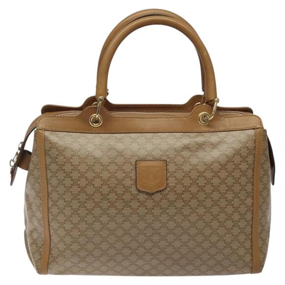 CELINE Macadam Canvas Hand Bag Beige Gold - Picture 2 of 12